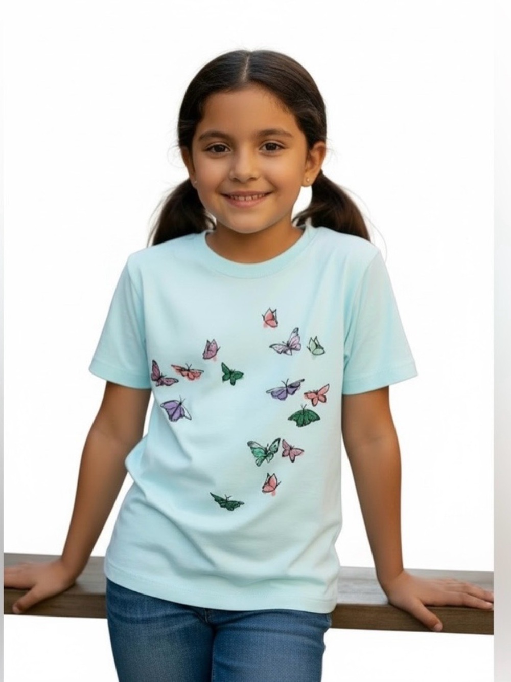 J. Crew Girls' short-sleeve butterfly graphic T-shirt with sequins
